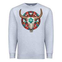 Heather Grey turquoise aztec bullskull Premium Sweatshirt - JahusDesignShop