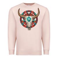 Pale Pink turquoise aztec bullskull Premium Sweatshirt - JahusDesignShop