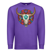 Purple turquoise aztec bullskull Premium Sweatshirt - JahusDesignShop