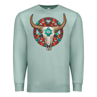 Seafoam turquoise aztec bullskull Premium Sweatshirt - JahusDesignShop