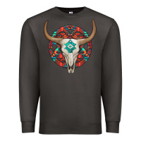 Smoke turquoise aztec bullskull Premium Sweatshirt - JahusDesignShop