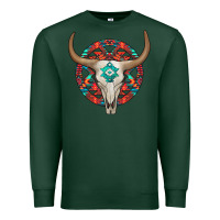 Sports Green turquoise aztec bullskull Premium Sweatshirt - JahusDesignShop
