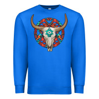 True Royal turquoise aztec bullskull Premium Sweatshirt - JahusDesignShop