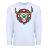 White turquoise aztec bullskull Premium Sweatshirt - JahusDesignShop
