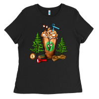 Black camping cold drink frappe Ladies Tee - FaDigitalArtStudio