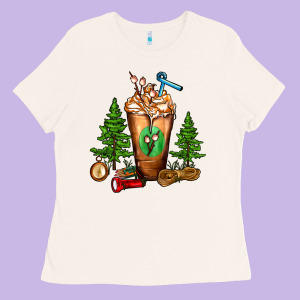 Camping Cold Drink Frappe Ladies Tee Designed By Fadigitalartstudio