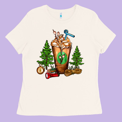 Camping Cold Drink Frappe Ladies Tee Designed By Fadigitalartstudio