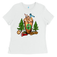 White camping cold drink frappe Ladies Tee - FaDigitalArtStudio