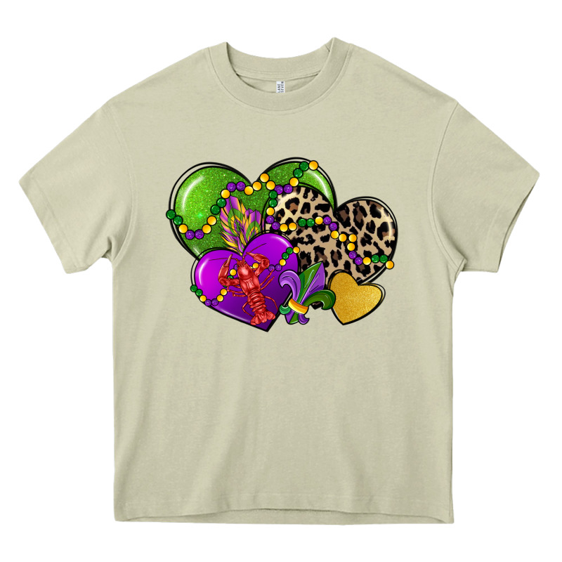 Mardi Gras Hearts Heavy Core Tee by CowGirlArtShop | Teevron
