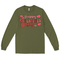 Army Green happy valentine's day Long Sleeve Tee - LillyAllenDesigns