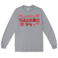 Heather Grey happy valentine's day Long Sleeve Tee - LillyAllenDesigns