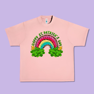 Happy St. Patrick's Day Rainbow And Shamrock Urban Heavy Tee Designed By Ranaportraitstore