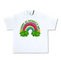 White Happy St. Patrick's Day Rainbow And Shamrock Urban Heavy Tee - RanaPortraitStore