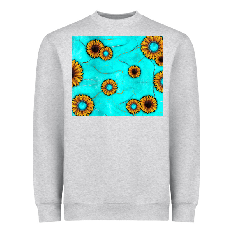 Turquoise Gemstone Sunflower Heavyweight Sweatshirt by JahusDesignShop | Teevron