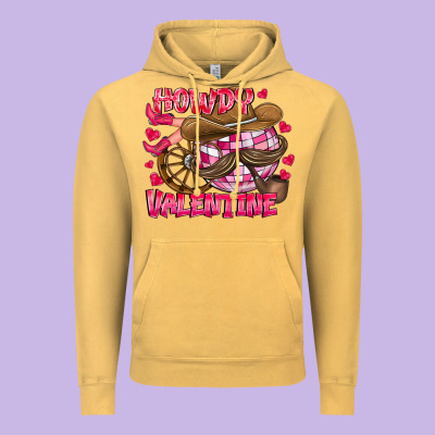 Howdy Valentine Vintage Hoodie Designed By Cowhidedigitalart