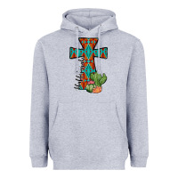 Heather Grey aztec cactus cross Heavyweight Hoodie - JahusDesignShop