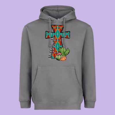 Aztec Cactus Cross Heavyweight Hoodie Designed By Jahusdesignshop