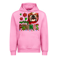 Fuchsia Pink merry pawmas christmas bulldog Urban Hoodie - Jasminsmagicworld
