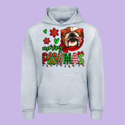 Merry Pawmas Christmas Bulldog Urban Hoodie Designed By Jasminsmagicworld
