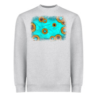 Heather Grey turquoise gemstone sunflower background Heavyweight Sweatshirt - JahusDesignShop