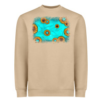 Mushroom turquoise gemstone sunflower background Heavyweight Sweatshirt - JahusDesignShop