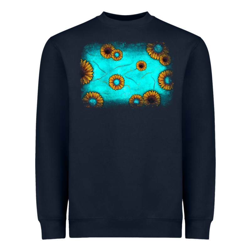Turquoise Gemstone Sunflower Background Heavyweight Sweatshirt by JahusDesignShop | Teevron