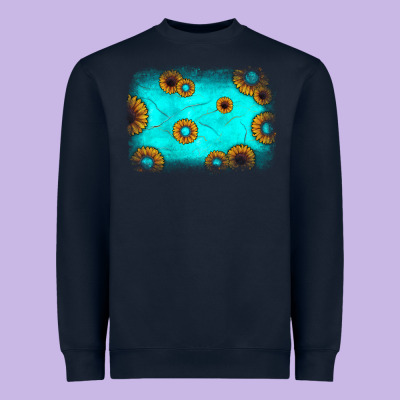 Turquoise Gemstone Sunflower Background Heavyweight Sweatshirt Designed By Jahusdesignshop