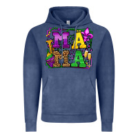 Vintage Denim Mardi Gras leopard frame mama Mother's Day Vintage Hoodie - LillyAllenDesigns