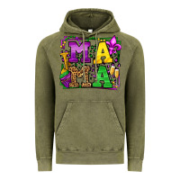 Vintage Olive Mardi Gras leopard frame mama Mother's Day Vintage Hoodie - LillyAllenDesigns