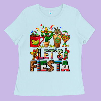 Let's Fiesta Mexico Coffee Cups With Cactus Ladies Tee Designed By Fadigitalartstudio