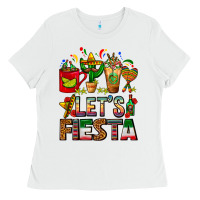 White Let's Fiesta Mexico Coffee Cups With Cactus Ladies Tee - FaDigitalArtStudio