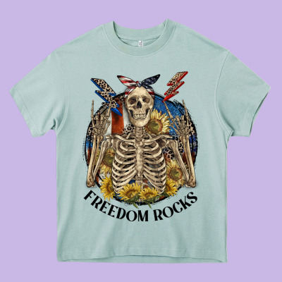 Freedom Rocks Heavy Core Tee Designed By Cowgirlartshop