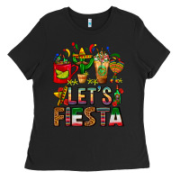 Black Let's Fiesta Mexico Coffee Cups With Cactus Ladies Tee - FaDigitalArtStudio