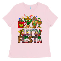 Bubblegum Pink Let's Fiesta Mexico Coffee Cups With Cactus Ladies Tee - FaDigitalArtStudio