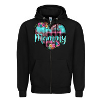 Black mommy leopard turquoise heart Zipper Hoodie - JahusDesignShop