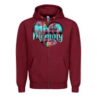 Burgundy mommy leopard turquoise heart Zipper Hoodie - JahusDesignShop