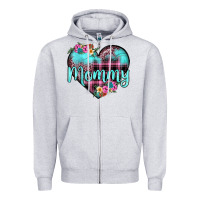 Heather Grey mommy leopard turquoise heart Zipper Hoodie - JahusDesignShop