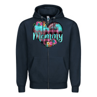 Navy mommy leopard turquoise heart Zipper Hoodie - JahusDesignShop