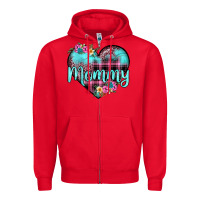 Red mommy leopard turquoise heart Zipper Hoodie - JahusDesignShop
