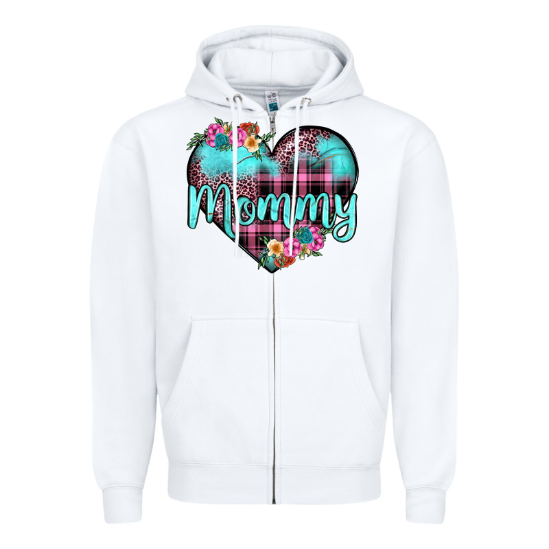 Mommy Leopard Turquoise Heart Zipper Hoodie by JahusDesignShop | Teevron