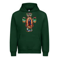 Forest Green Our Lady Of Guadalupe Cross Urban Hoodie - RanaPortraitStore