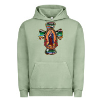 Pigment Oil Green Our Lady Of Guadalupe Cross Urban Hoodie - RanaPortraitStore