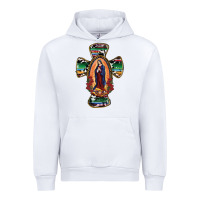 White Our Lady Of Guadalupe Cross Urban Hoodie - RanaPortraitStore