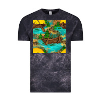 Cloud Black Lake Boat Rudder And Sunflowers Seamless Pattern Vintage Tee - BundleAndBundleShop