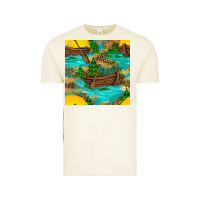Vintage Arctic Lake Boat Rudder And Sunflowers Seamless Pattern Vintage Tee - BundleAndBundleShop