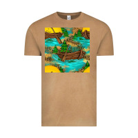 Vintage Camel Lake Boat Rudder And Sunflowers Seamless Pattern Vintage Tee - BundleAndBundleShop