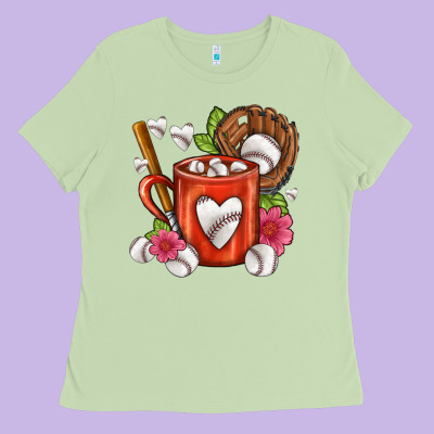 Baseball Coffee Cup Ladies Tee Designed By Fadigitalartstudio