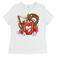 White Baseball Coffee cup Ladies Tee - FaDigitalArtStudio