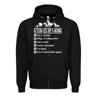 Black hiking 6 stages of hiking funny hiking nature adventure Zipper Hoodie - baoMotion