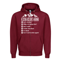 Burgundy hiking 6 stages of hiking funny hiking nature adventure Zipper Hoodie - baoMotion